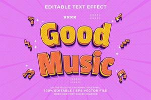 efeito de texto editável - vetor premium de estilo de modelo de desenho animado tradicional de boa música