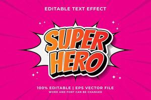 efeito de texto editável - vetor premium de estilo de modelo de desenho animado de super-herói