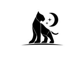 pantera olhando para o logotipo da lua crescente e das estrelas, este é um bom logotipo para sua empresa ou marca vetor