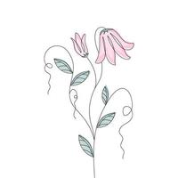 campânula rosa vetor com silhueta delineada isolada no fundo branco. design para logotipo, cartão de visita, panfleto.