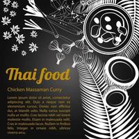 esboço de menu de comida tailandesa massaman vetor