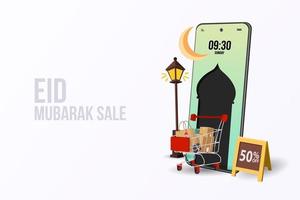 conjunto de banners de venda eid mubarak, desconto e etiqueta de melhor oferta, rótulo ou adesivo definido por ocasião do eid mubarak, ilustração vetorial vetor