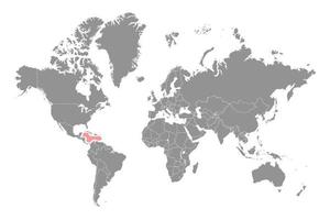mar do caribe no mapa do mundo. ilustração vetorial. vetor