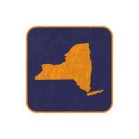 Praça do mapa do estado de Nova York com textura grunge. ilustração vetorial. vetor