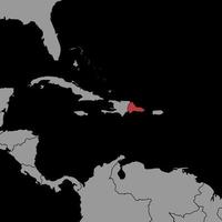 pin mapa com bandeira da república dominicana no mapa do mundo. ilustração vetorial. vetor