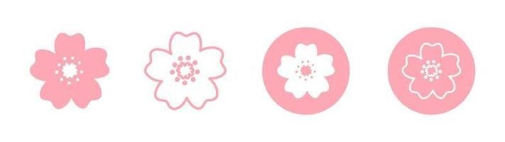 conjunto de ícones de flor de cerejeira vetor