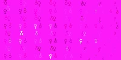 pano de fundo vector rosa claro com símbolos de poder da mulher.
