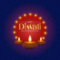 ilustração da queima de diya em um feliz feriado de diwali vetor