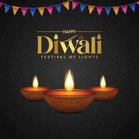 ilustração da queima de diya em um feliz feriado de diwali vetor