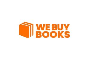 compramos livros logotipo minimalista com cor laranja, perfeito para negócios da empresa, marketing, loja online, loja vetor