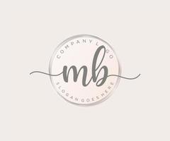 logo feminino inicial mb. utilizável para logotipos de natureza, salão, spa, cosméticos e beleza. elemento de modelo de design de logotipo de vetor plana.
