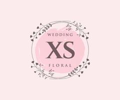 modelo de logotipos de monograma de casamento de carta xs, modelos modernos minimalistas e florais desenhados à mão para cartões de convite, salve a data, identidade elegante. vetor