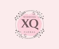 xq letras iniciais modelo de logotipos de monograma de casamento, modelos minimalistas e florais modernos desenhados à mão para cartões de convite, salve a data, identidade elegante. vetor