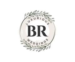 br letras iniciais modelo de logotipos de monograma de casamento, modelos modernos minimalistas e florais desenhados à mão para cartões de convite, salve a data, identidade elegante. vetor