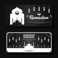 ilustração de banner horizontal do ramadã em design plano vetor