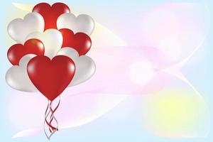 balões em forma de coração branco e vermelho sobre um fundo claro com espaço de cópia. fundo de férias universal. imagem vetorial vetor