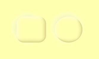 ilustração botões redondos quadrados neumórficos geométricos amarelos isolados no fundo vetor
