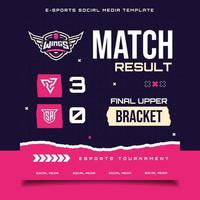 modelo de banner de jogo de e-sports de resultado de correspondência para panfleto de mídia social com logotipo vetor