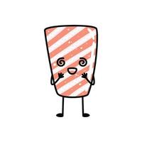 mascote de sushi kawaii em estilo cartoon. sashimi fofo com salmão para menu vetor