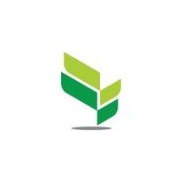 vetor de logotipo de sombra de cor gradiente de folha verde geométrico simples