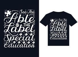 veja o capaz, não o rótulo, ilustrações de educação especial para design de camisetas prontas para impressão vetor