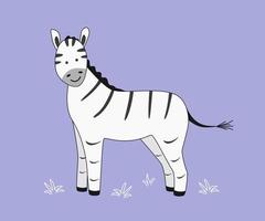 zebra de ícone bonito dos desenhos animados. ilustração vetorial de um animal selvagem africano vetor