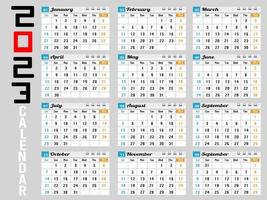 calendário de parede 2023 design criativo, layout de data vertical mensal simples para 2023 ano em inglês. Modelos de calendário de 12 meses, design moderno de calendário de ano novo. calendário corporativo ou empresarial. vetor