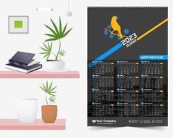calendário de parede 2023 design criativo, layout de data vertical mensal simples para 2023 ano em inglês. Modelos de calendário de 12 meses, design moderno de calendário de ano novo. calendário corporativo ou empresarial.