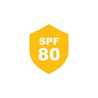proteção solar spf 80 simples vetor de ícone plano. ícone spf 80. ícone de escudo