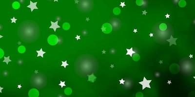 layout de vetor verde claro com círculos, estrelas.