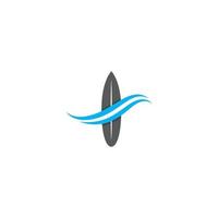 logotipo da prancha de surf com modelo de ícone de vetor de ondas de água