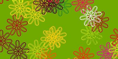 luz multicolor vetor doodle fundo com flores.