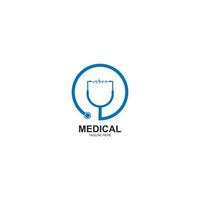 ícone de vetor de logotipo de estetoscópio para ilustração médica