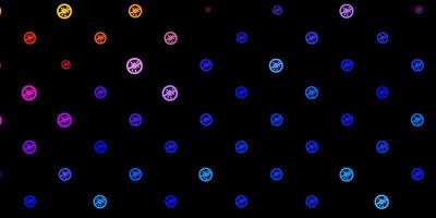 padrão de vetor multicolorido escuro com elementos de coronavírus.