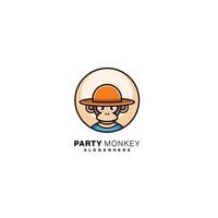 festa macaco design mascote logotipo símbolo ícone vetor