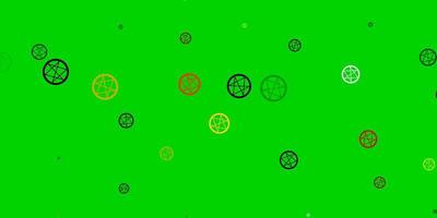 modelo de vetor verde e amarelo claro com sinais esotéricos.
