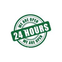 estamos abertos 24 horas selo vetor de cor verde