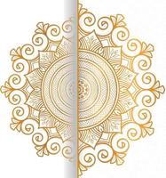 mandala dourada radiante em uma tela branca pura, ornamento de vetor de padrão geométrico de tatuagem havaiana em dourado e branco