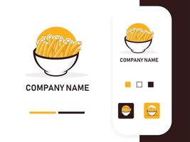 a tigela de batatas fritas com modelo de design de logotipo do sol, adequado para qualquer negócio relacionado a restaurantes de fast food, comida de rua, comida japonesa, comida francesa em um fundo branco. vetor