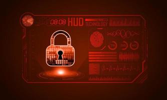 fundo de tela de tecnologia hud moderna com cadeado vetor
