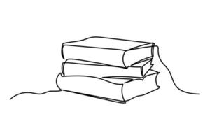 vetor linha contínua pilha de livros