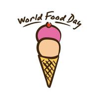 letras de celebração do dia mundial da comida com estilo simples de sorvete vetor