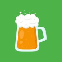 caneca de cerveja isolada no fundo verde. ilustração vetorial. bar, bebidas, fim de semana. vetor