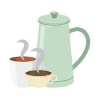 xícaras de café e desenho vetorial de maconha vetor