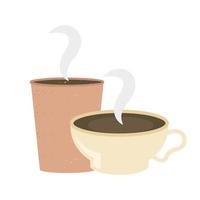 xícara de café e desenho vetorial de caneca vetor