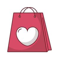 sacola de compras com coração de amor vetor