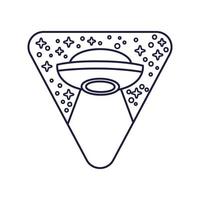 emblema triangular espacial com estilo de linha ufo vetor