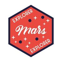 emblema do espaço com linha de letras explorer mars e estilo de preenchimento vetor