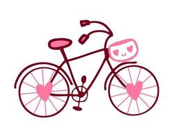 bicicleta desenhada à mão dos namorados em estilo doodle simples. perfeito para camisetas, adesivos, cartões. vetor