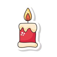 ícone de adesivo de vela de feliz natal vetor